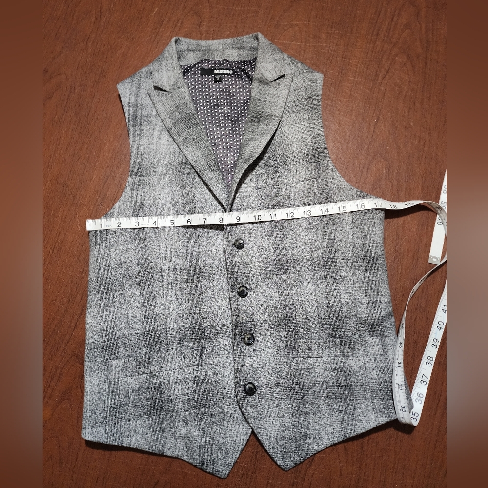 Murano Black and Gray Checkered Men's Vest and Pants Set - Picture 9 of 16